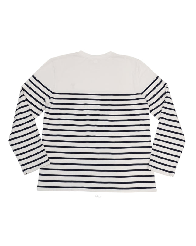 T-SHIRT WHITE X NAVY LONG SLEEVES SIZE M