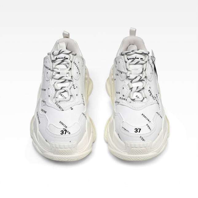 TRIPLE S SNEAKERS LADIES WHITE X BLACK ALL OVER LOGO