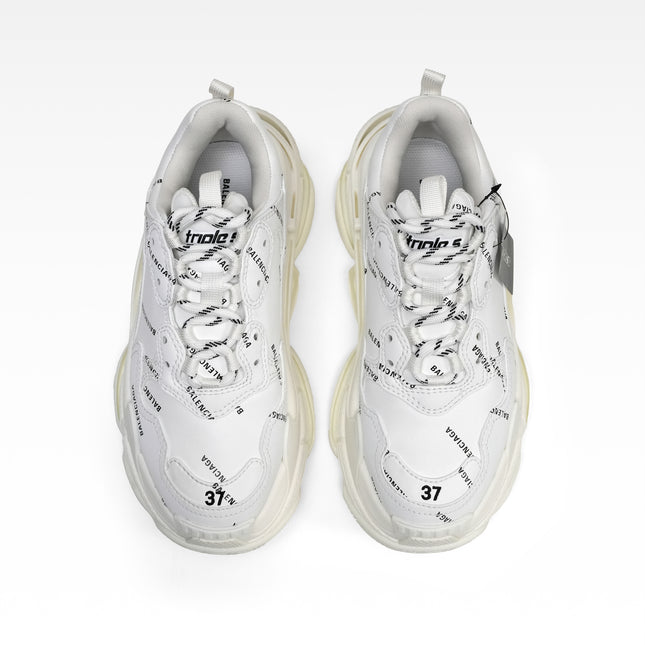 TRIPLE S SNEAKERS LADIES WHITE X BLACK ALL OVER LOGO