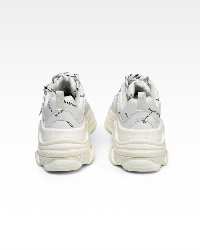 TRIPLE S SNEAKERS LADIES WHITE X BLACK ALL OVER LOGO – SIZE 37