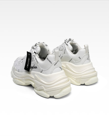 TRIPLE S SNEAKERS LADIES WHITE X BLACK ALL OVER LOGO – SIZE 37