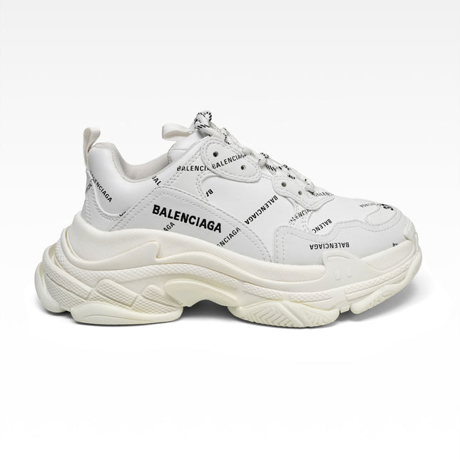 TRIPLE S SNEAKERS LADIES WHITE X BLACK ALL OVER LOGO