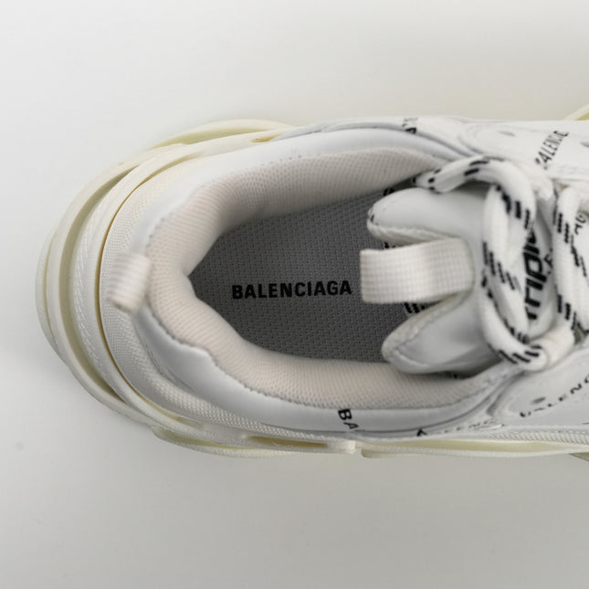 TRIPLE S SNEAKERS LADIES WHITE X BLACK ALL OVER LOGO