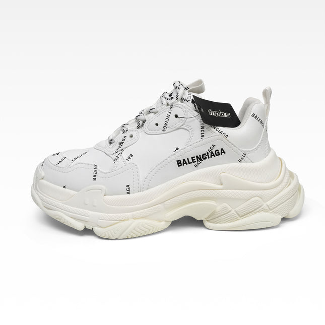TRIPLE S SNEAKERS LADIES WHITE X BLACK ALL OVER LOGO