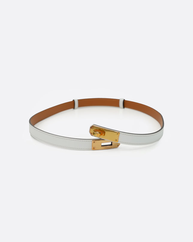 KELLY BELT WHITE EPSOM WITH GOLD HARDWARE