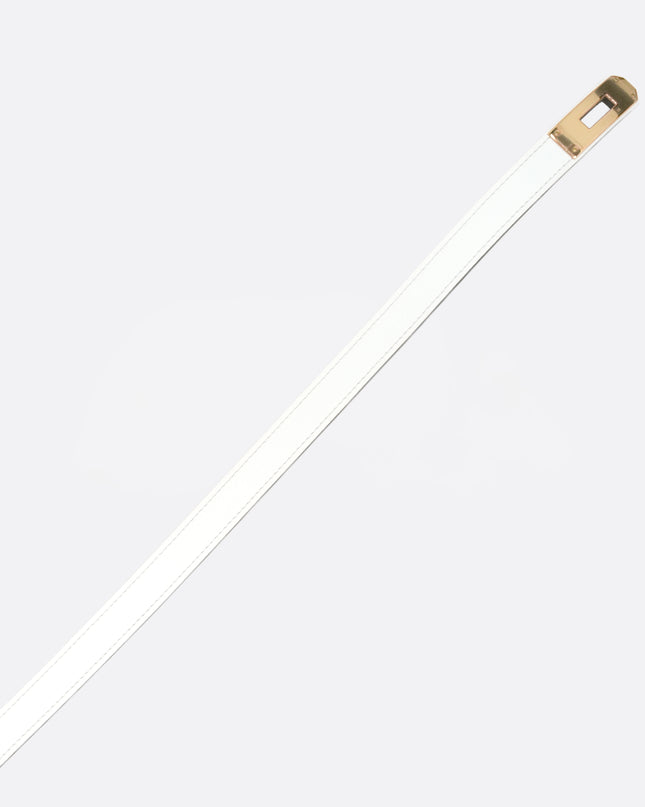 KELLY BELT WHITE EPSOM WITH GOLD HARDWARE
