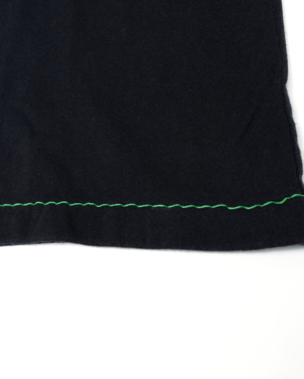 VENETA BLACK COTTON CONTRAST STITCH DETAIL T-SHIRT – SIZE L