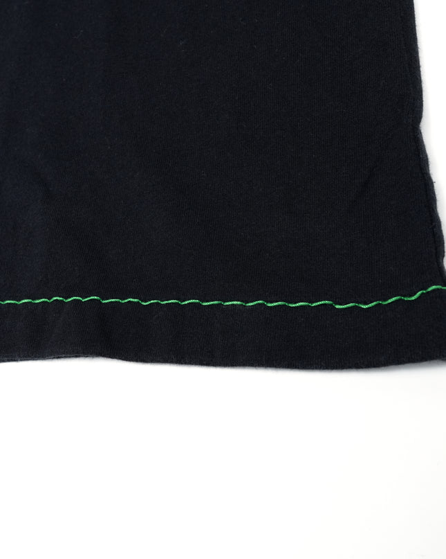 VENETA BLACK COTTON CONTRAST STITCH DETAIL T-SHIRT – SIZE L