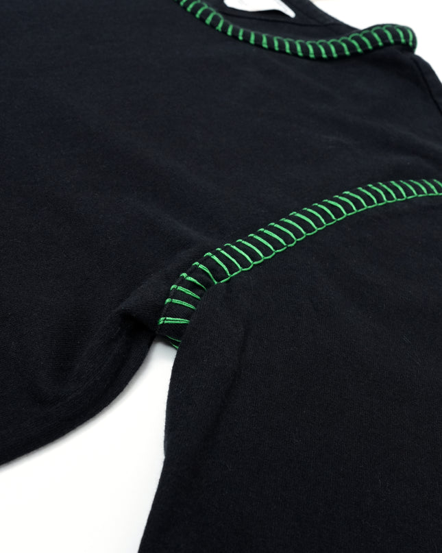 VENETA BLACK COTTON CONTRAST STITCH DETAIL T-SHIRT – SIZE L