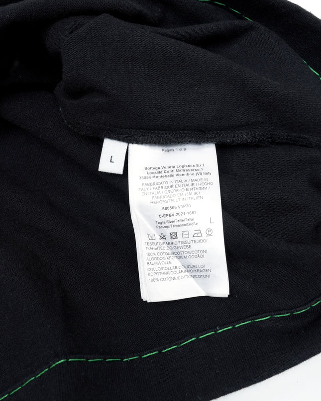 VENETA BLACK COTTON CONTRAST STITCH DETAIL T-SHIRT – SIZE L