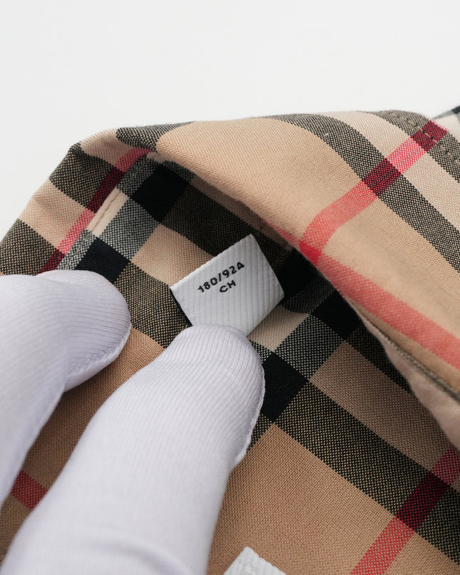 COTTON CHECKED SHIRT S BEIGE