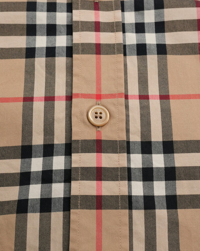 COTTON CHECKED SHIRT S BEIGE