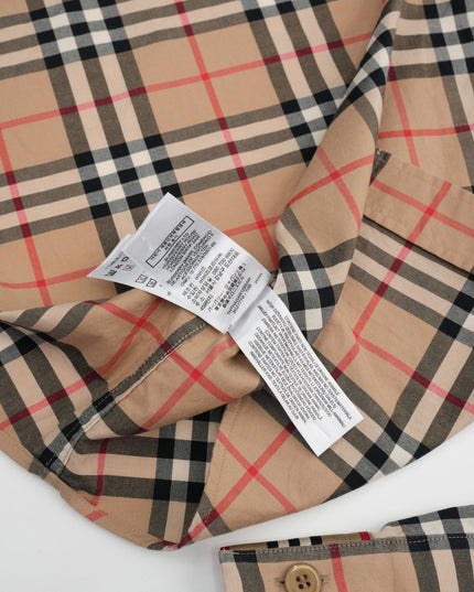 COTTON CHECKED SHIRT S BEIGE