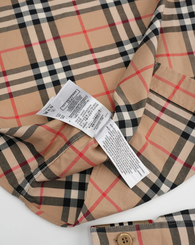 COTTON CHECKED SHIRT S BEIGE
