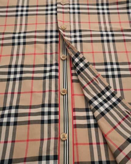 COTTON CHECKED SHIRT S BEIGE