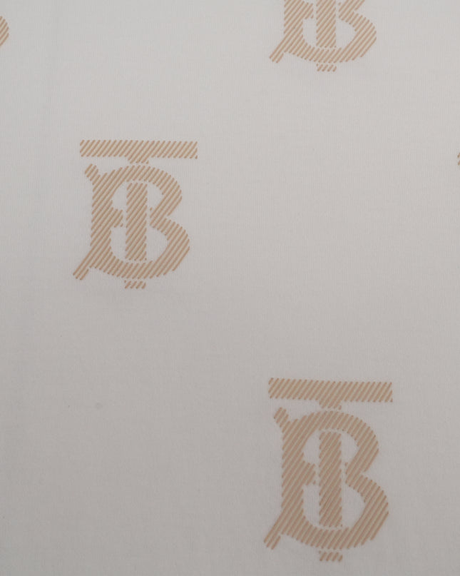 TB LOGO WHITE x BEIGE MONOGRAM T-SHIRT - SIZE XS