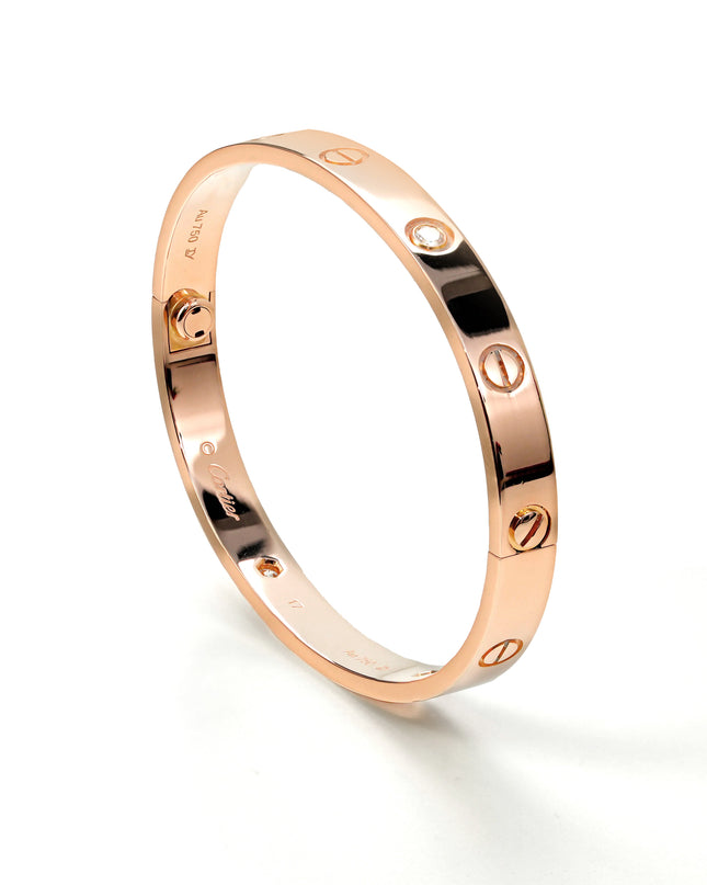 LOVE BRACELET 18K ROSEGOLD WITH 4 DIAMONDS (2017) - SIZE 17