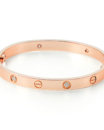 LOVE BRACELET 18K ROSEGOLD WITH 4 DIAMONDS (2017) - SIZE 17