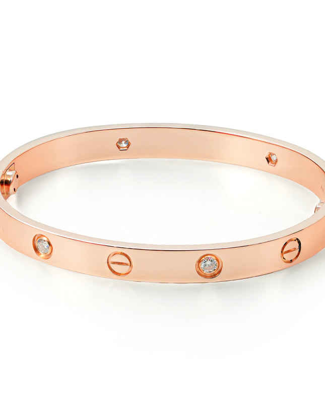 LOVE BRACELET 18K ROSEGOLD WITH 4 DIAMONDS (2017) - SIZE 17