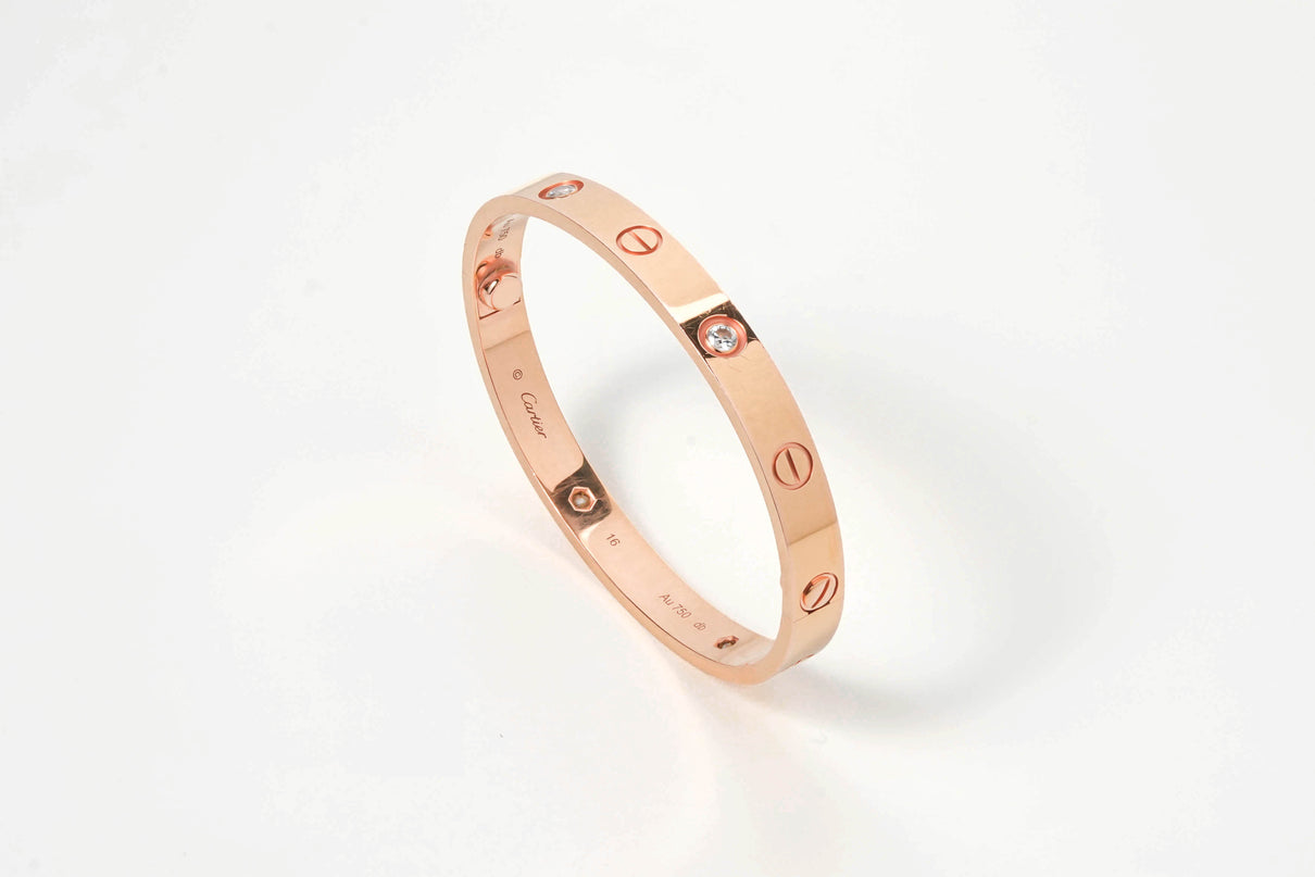 LOVE BRACELET 18K ROSEGOLD 16 CM WITH 4 DIAMONDS (2023)