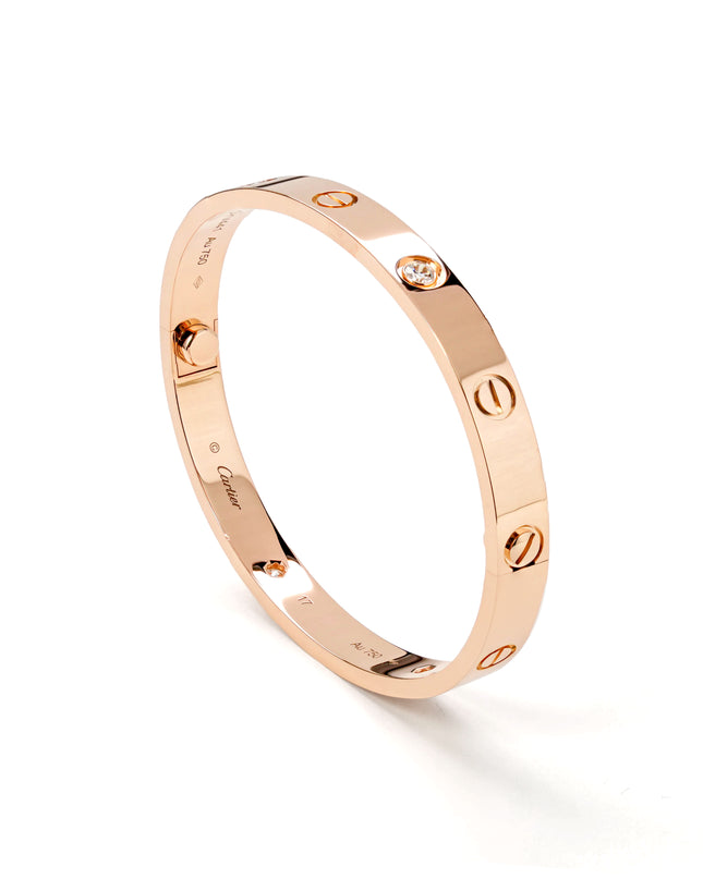 LOVE BRACELET 18K ROSEGOLD WITH 4 DIAMONDS (2022) - SIZE 17