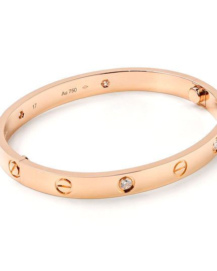 LOVE BRACELET 18K ROSEGOLD WITH 4 DIAMONDS (2022) - SIZE 17