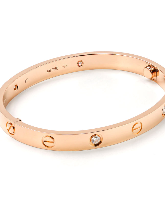 LOVE BRACELET 18K ROSEGOLD WITH 4 DIAMONDS (2022) - SIZE 17