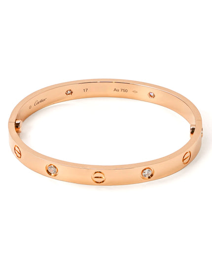 LOVE BRACELET 18K ROSEGOLD WITH 4 DIAMONDS (2022) - SIZE 17