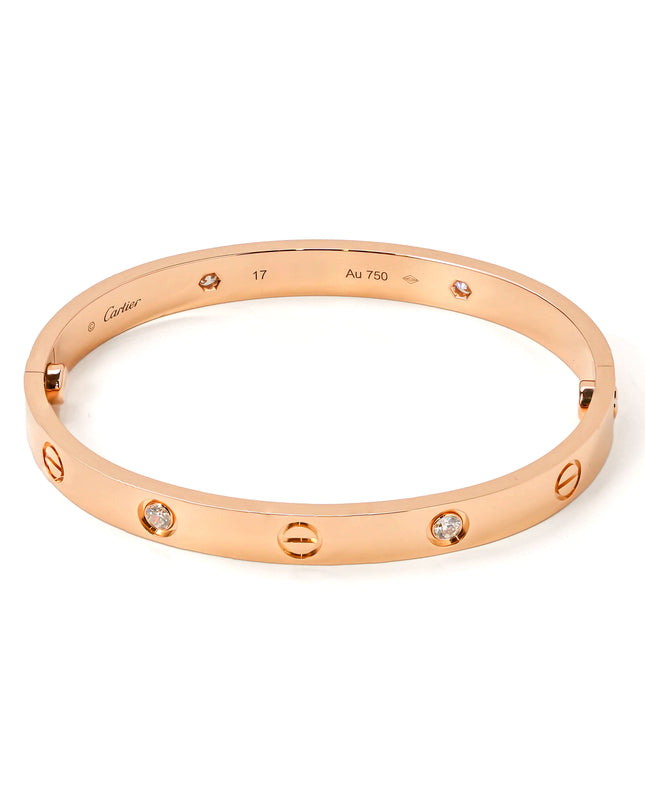 LOVE BRACELET 18K ROSEGOLD WITH 4 DIAMONDS (2022) - SIZE 17