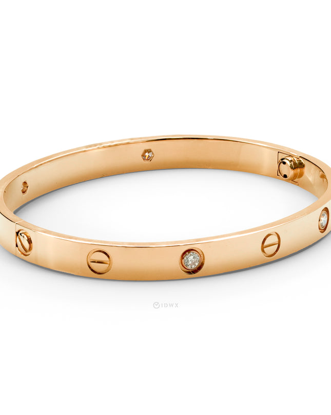 LOVE BRACELET YELLOWGOLD WITH 4 BRILLIANT CUT DIAMONDS