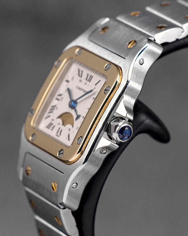 SANTOS GALBEE TWOTONE YELLOWGOLD S MOONPHASE SILVER DIAL (WATCH ONLY)