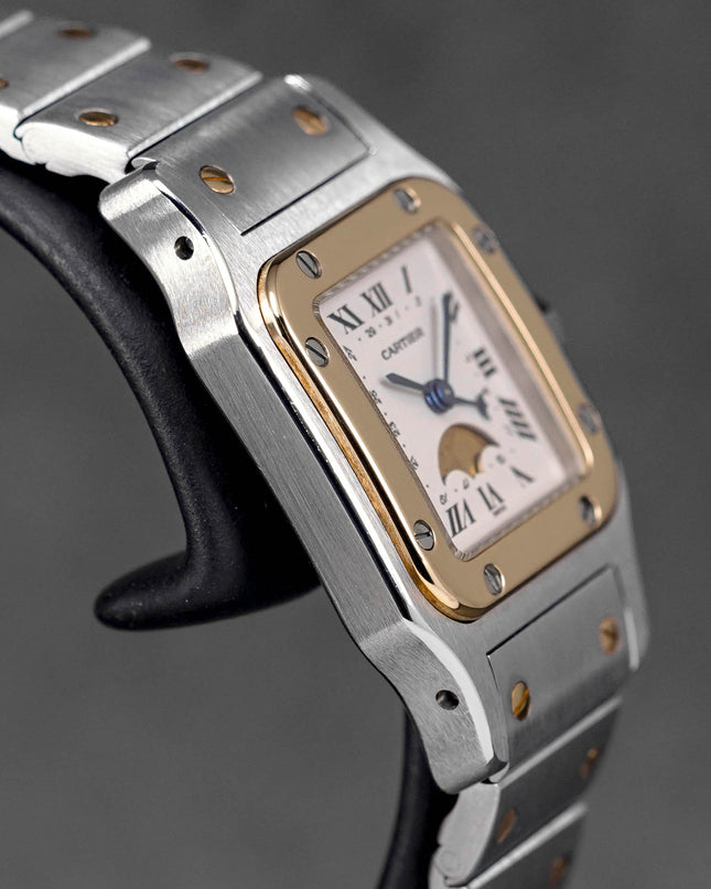 SANTOS GALBEE TWOTONE YELLOWGOLD S MOONPHASE SILVER DIAL (WATCH ONLY)