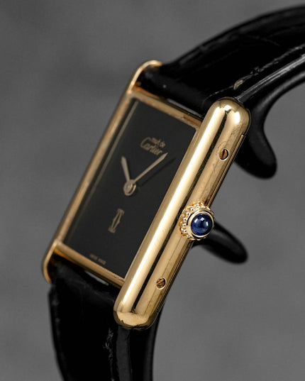 Harga Cartier Tank Must Vermeil Yellowgold Black