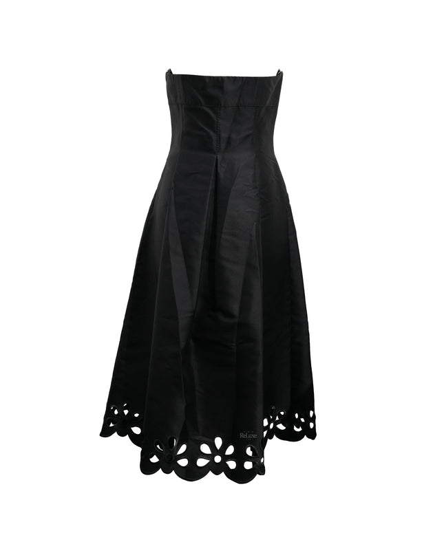 VINTAGE KNEE-LENGTH DRESS BLACK - SIZE 40