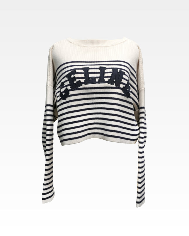 22SS STRIPED KNIT SWEATER WHITE X NAVY