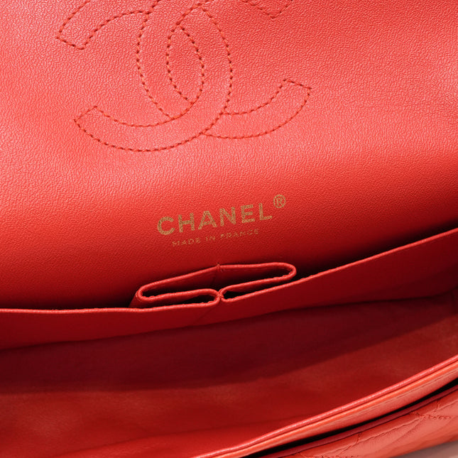 CLASSIC FLAP MEDIUM CORAL RED GOLD HARDWARE