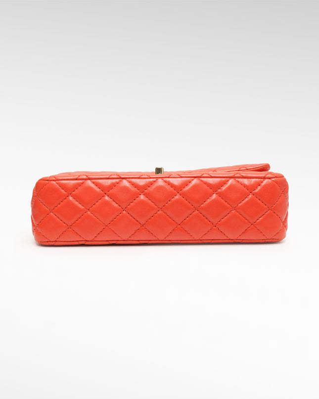 CLASSIC FLAP MEDIUM CORAL RED GOLD HARDWARE