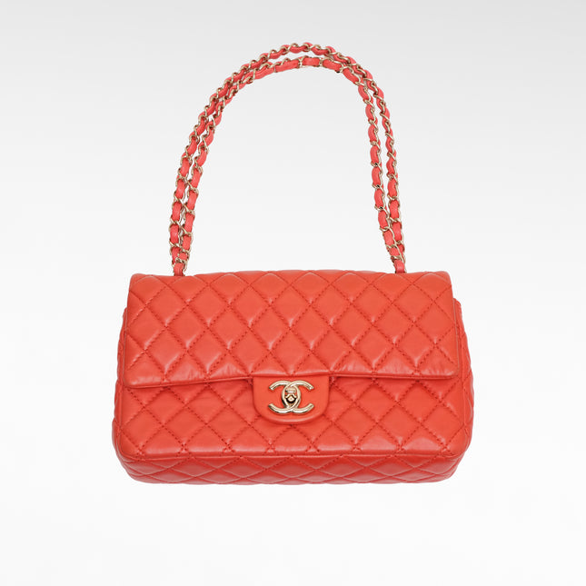 CLASSIC FLAP MEDIUM CORAL RED GOLD HARDWARE