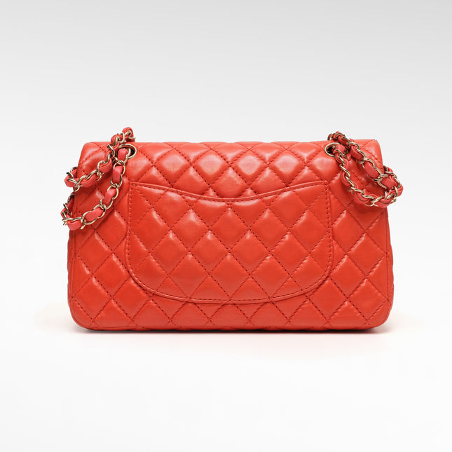 CLASSIC FLAP MEDIUM CORAL RED GOLD HARDWARE