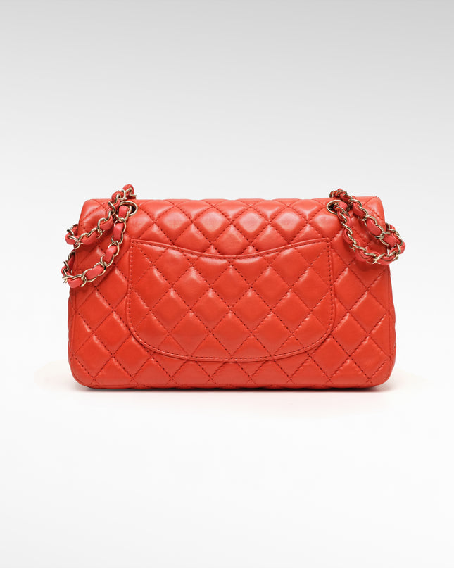 CLASSIC FLAP MEDIUM CORAL RED GOLD HARDWARE