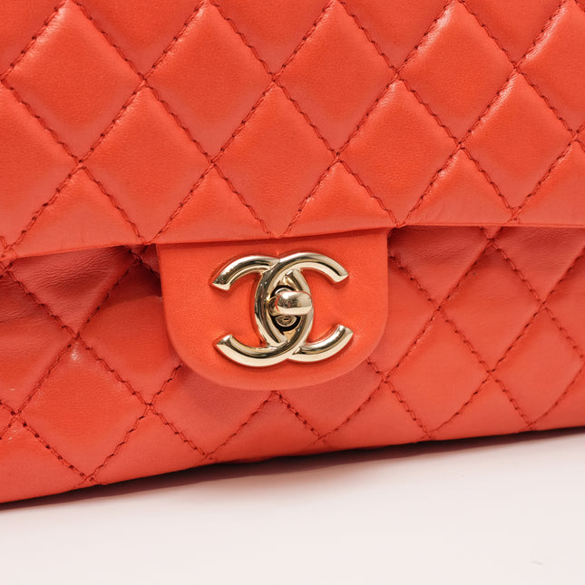 CLASSIC FLAP MEDIUM CORAL RED GOLD HARDWARE