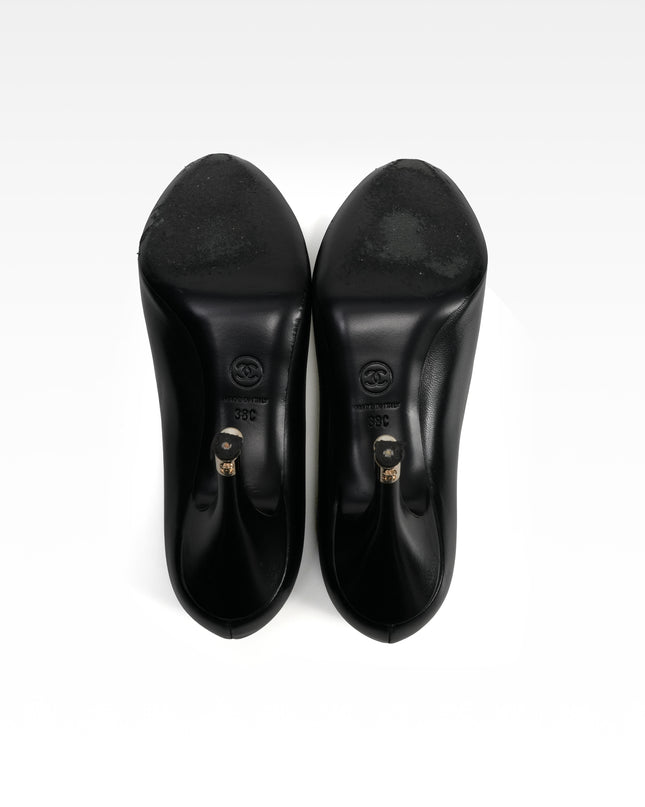 COCO MARK 13P LEATHER OPEN-TOE PUMPS LADIES BLACK