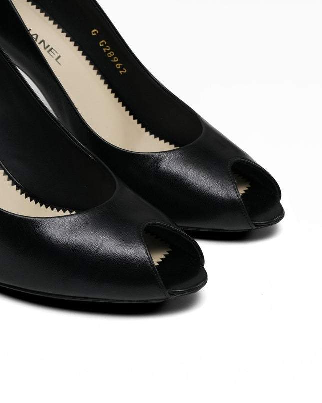 COCO MARK 13P LEATHER OPEN-TOE PUMPS LADIES BLACK