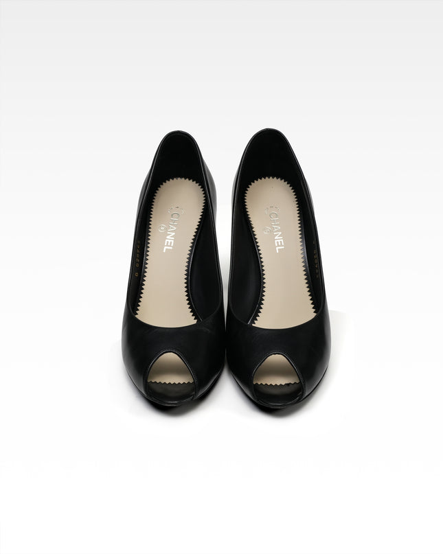 COCO MARK 13P LEATHER OPEN-TOE PUMPS LADIES BLACK