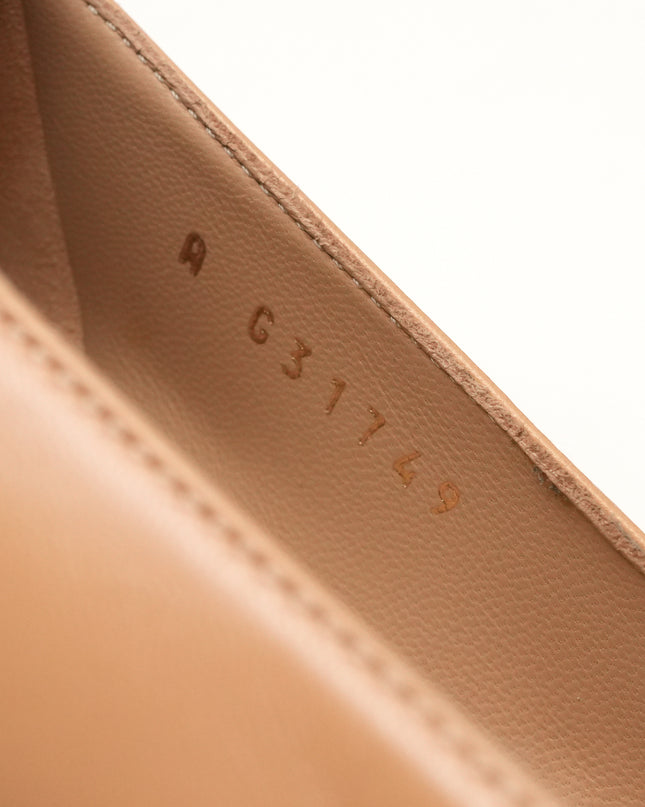 CC LOGO LEATHER X FABRIC PUMPS BEIGE X BLACK SIZE 38C