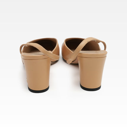 COCO MARK LEATHER STRAP PUMPS LADIES BLACK X BEIGE (40C)