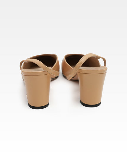COCO MARK LEATHER STRAP PUMPS LADIES BLACK & BEIGE (40C)
