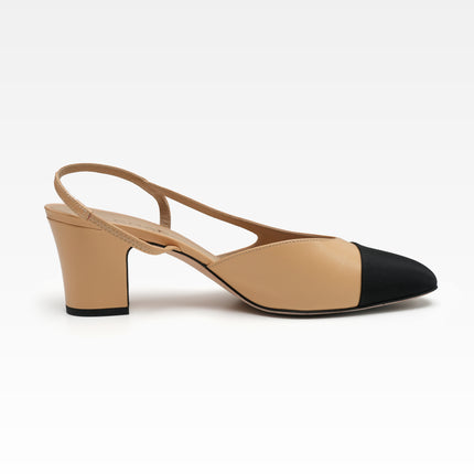 COCO MARK LEATHER STRAP PUMPS LADIES BLACK X BEIGE (40C)