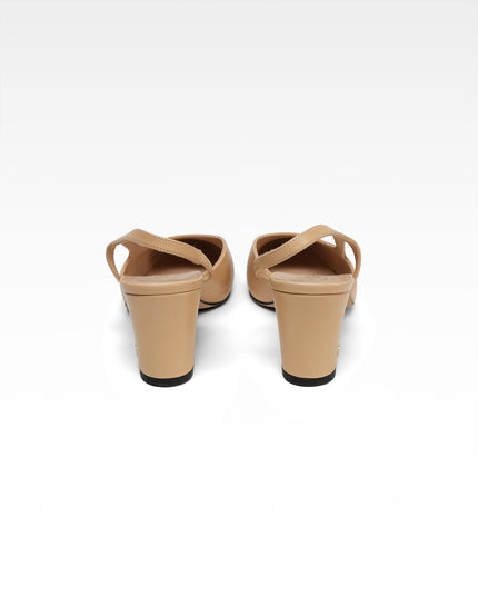 COCO MARK LEATHER STRAP PUMPS LADIES BLACK X BEIGE (36.5C)