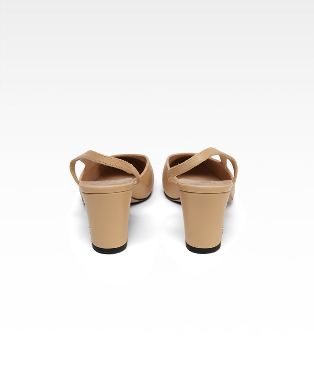 COCO MARK LEATHER STRAP PUMPS LADIES BLACK X BEIGE (36.5C)